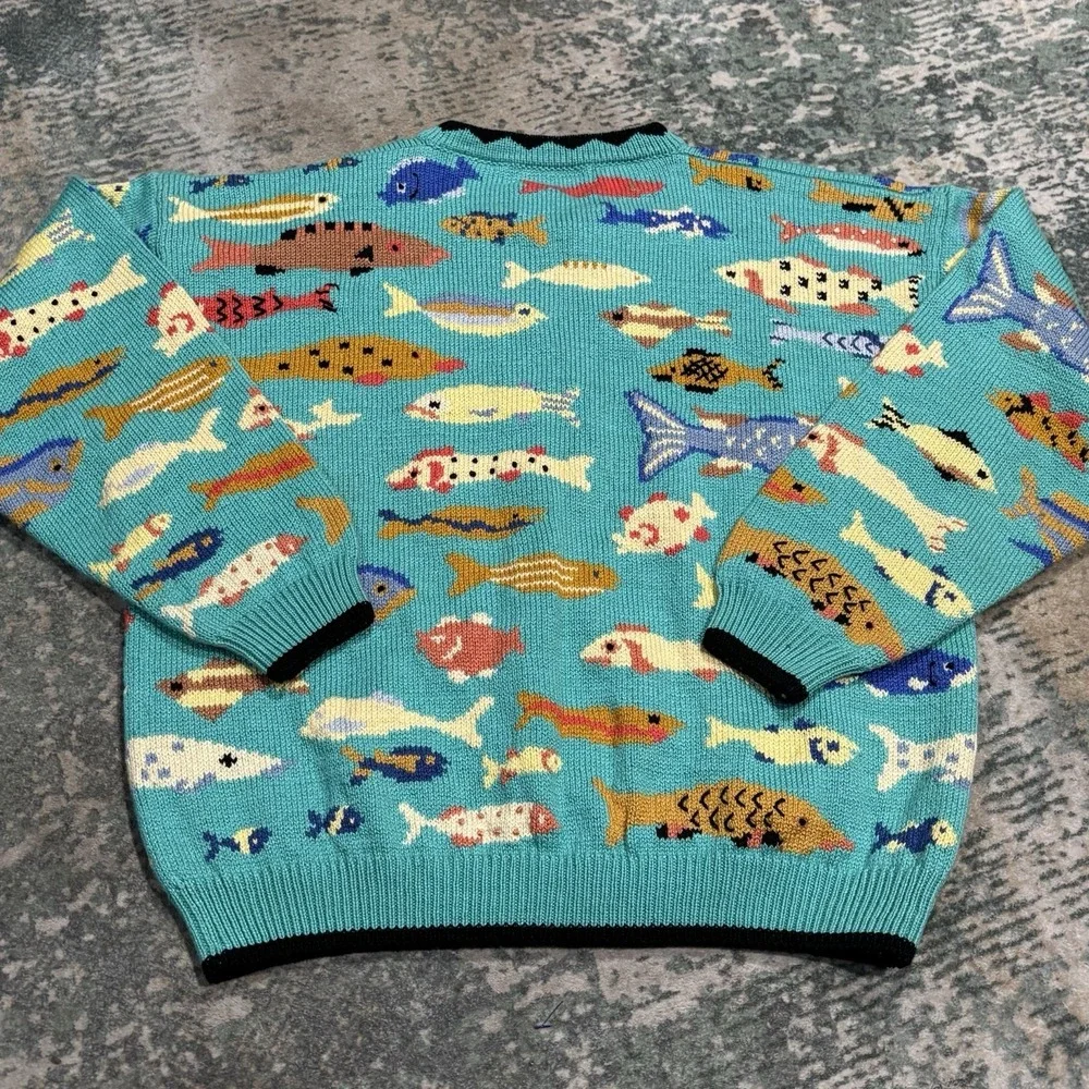 vintage Christine Foley fish cardigan Size 2 RARE See Measurements - Picture 2 of 7